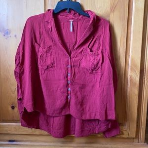 Free People Erin's Jacquard Oversize Button Front Top Stolen Kiss Women’s XS